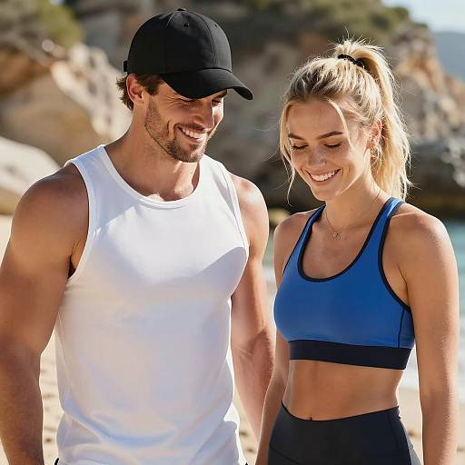 Sunlit Couple Smiling in Nature