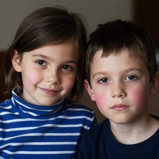 Close-up Portrait of Two Young Children