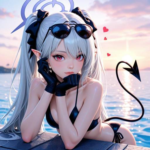 Swimsuit Demon Girl with Sunglasses
