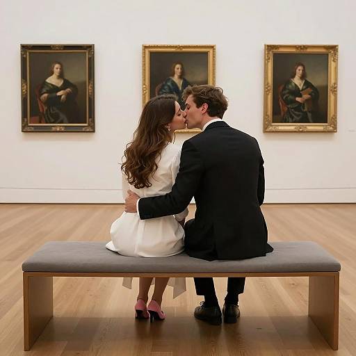 Intimate Moment in Art Gallery