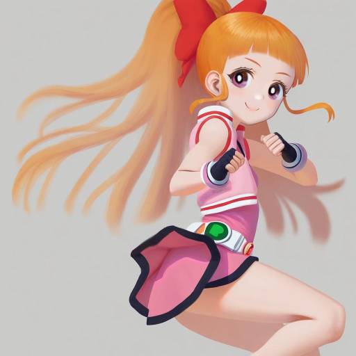Illustration of Akazutsumi momoko, powerpuff girls z in the style of Carlo montie