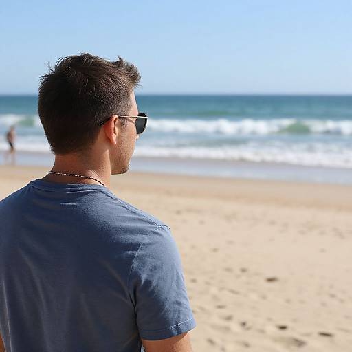 Photorealistic Man Beading on Beach
