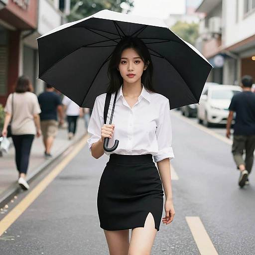 Woman with Umbrella on Street