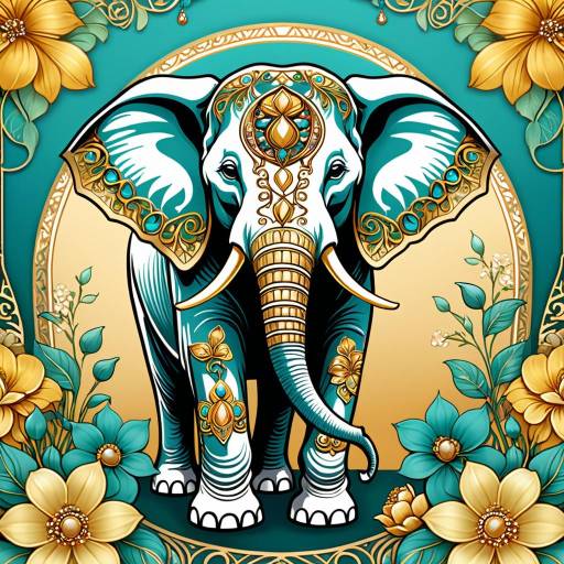 Elegant Elephant in Art Nouveau Style