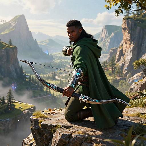 Black Elf Archer on Cliff Edge