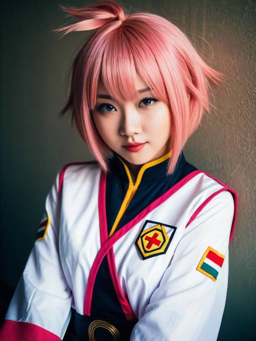 Cosplayer in Natsuki Costume