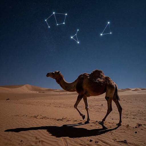 Graceful Camel Gallop Under Starry Sky