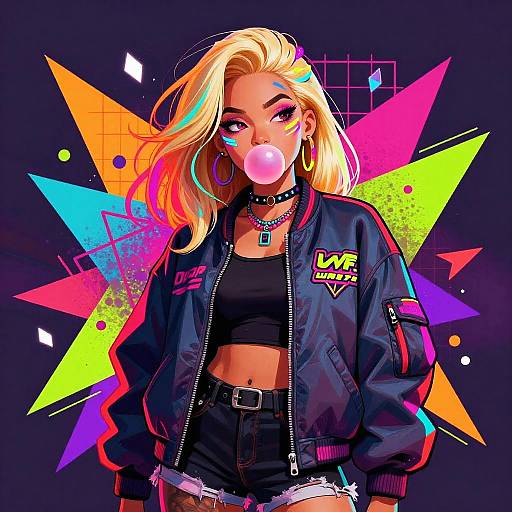 Vibrant Urban Graffiti Female Art