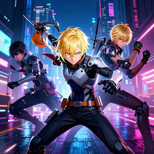 Cyberpunk Anime Battle Scene