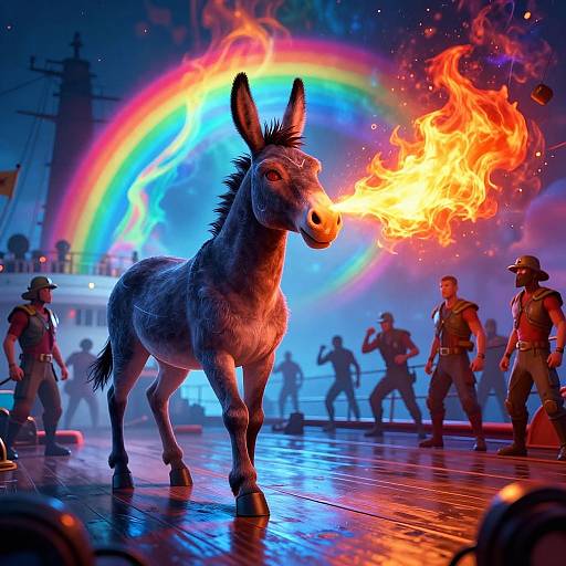 Headless Mule Standoff in Neon Nebula