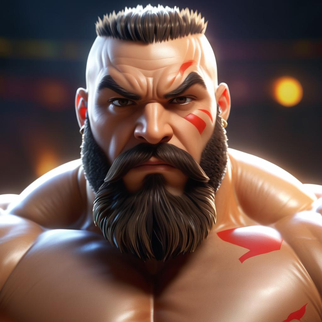 Hyperrealistic Zangief in Cinematic Lighting