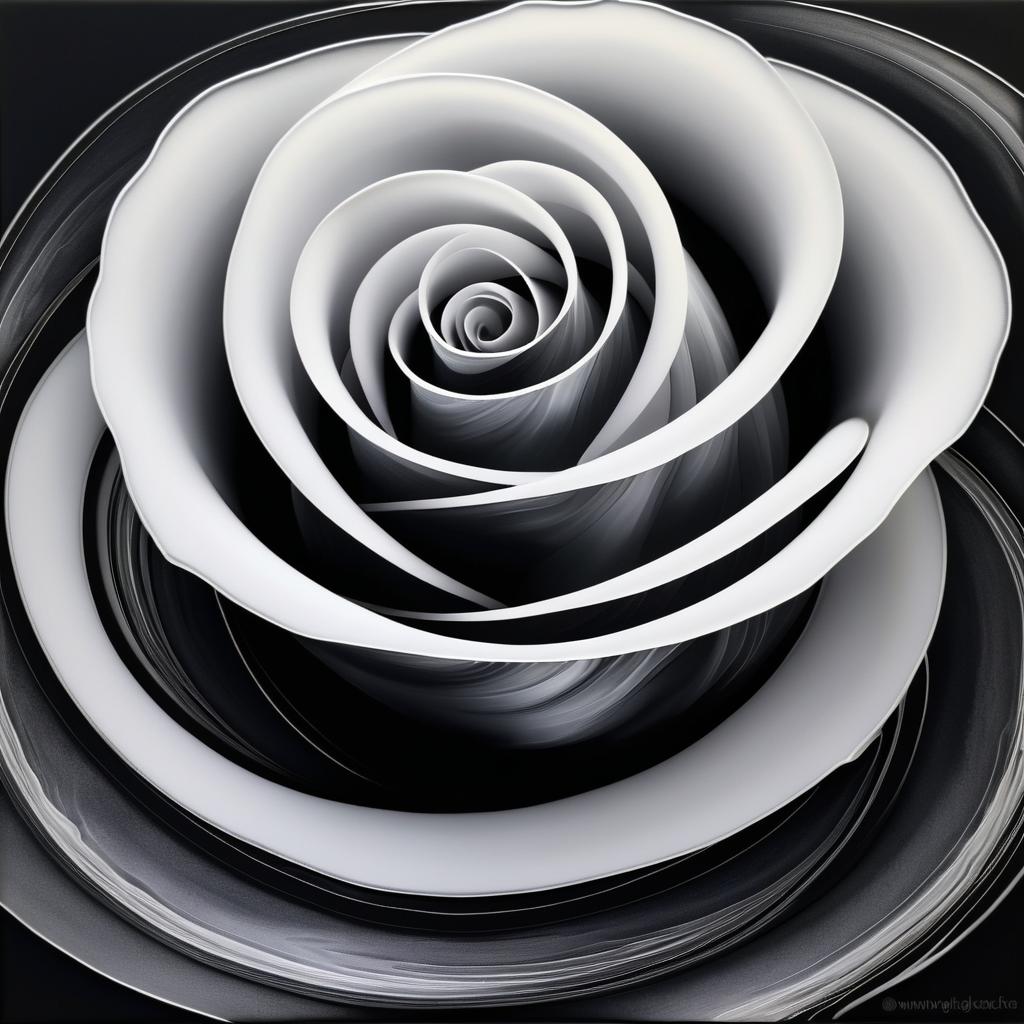 Ethereal Black and White Rose Artwork