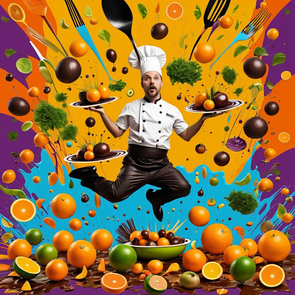 Surreal Dadaist Chef's Vegetable Juggle