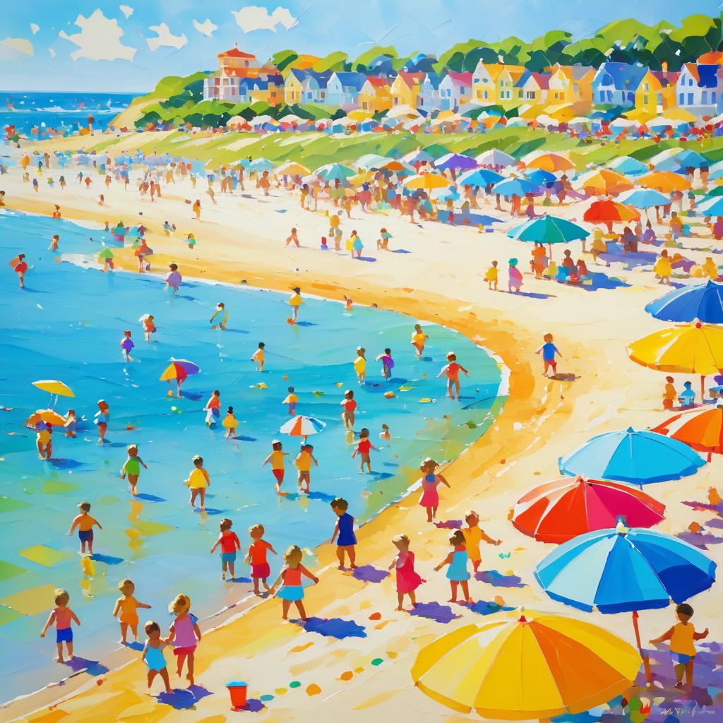 Vibrant Impressionist Beach Scene