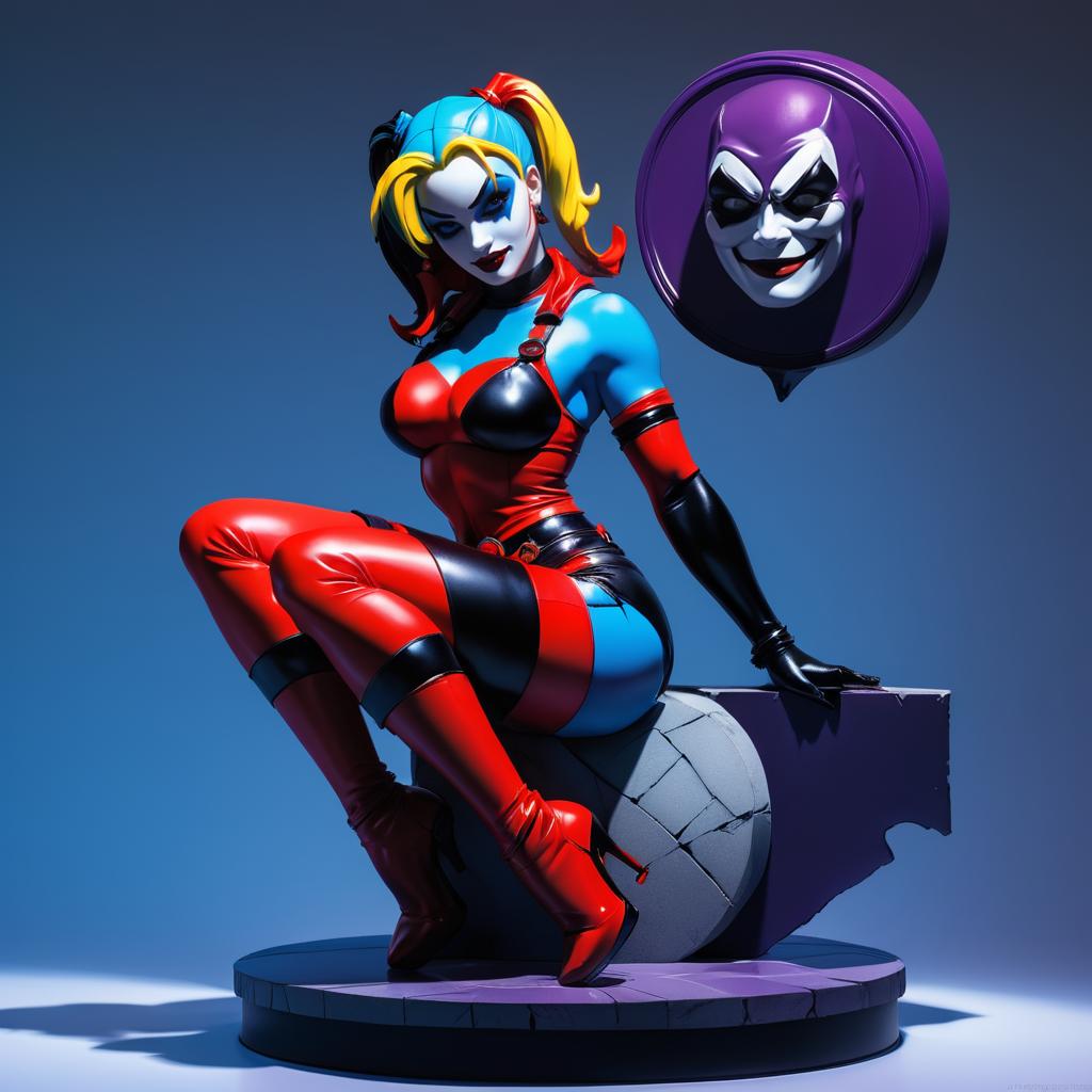 Vibrant Harley Quinn Statue Artwork