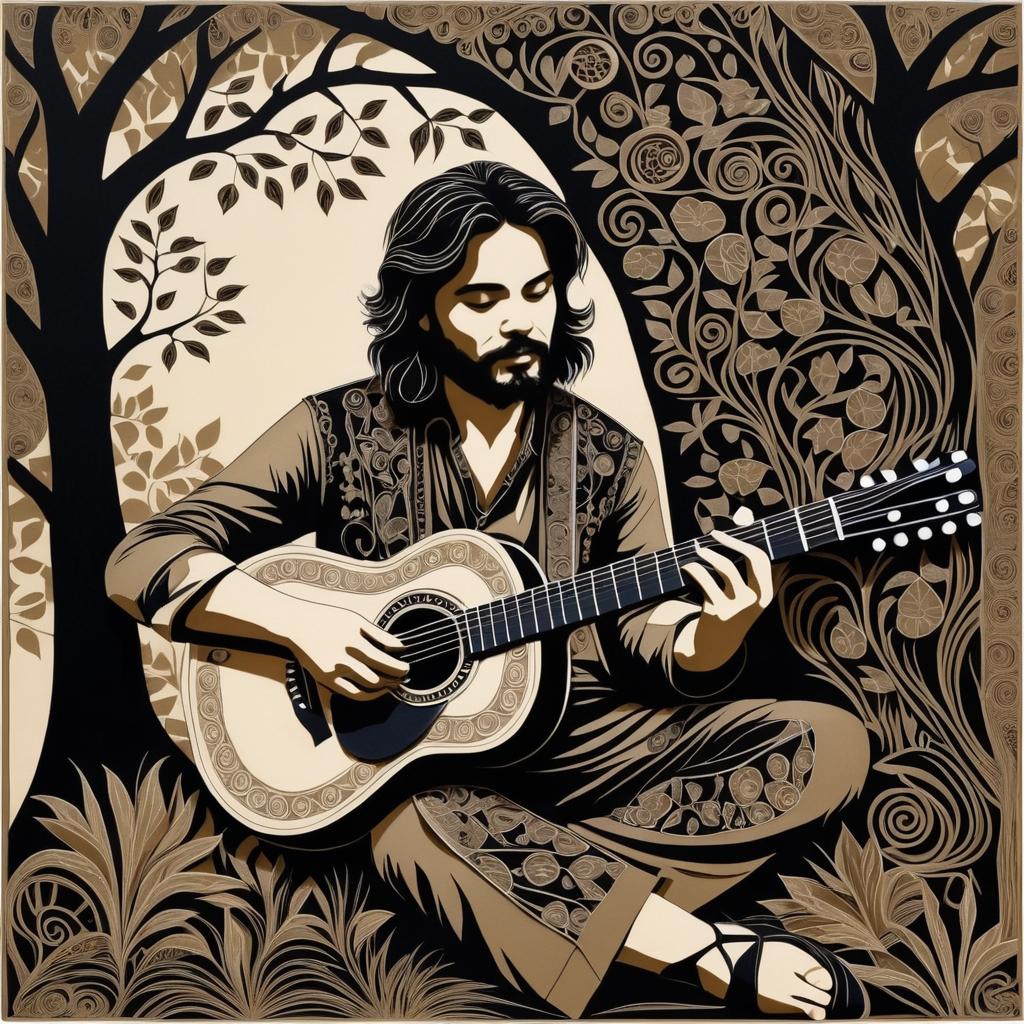 Folk Art Musician Under a Tree