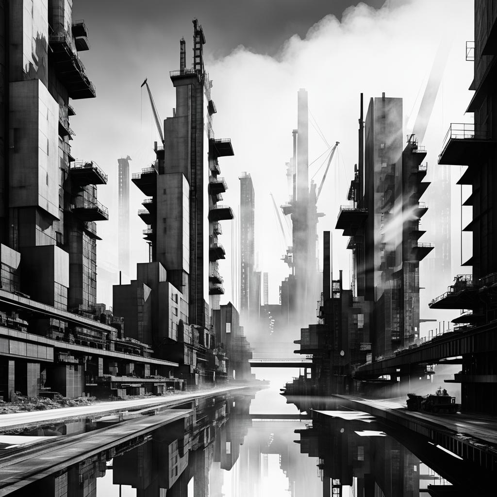 Futuristic Industrial Cityscape Collage