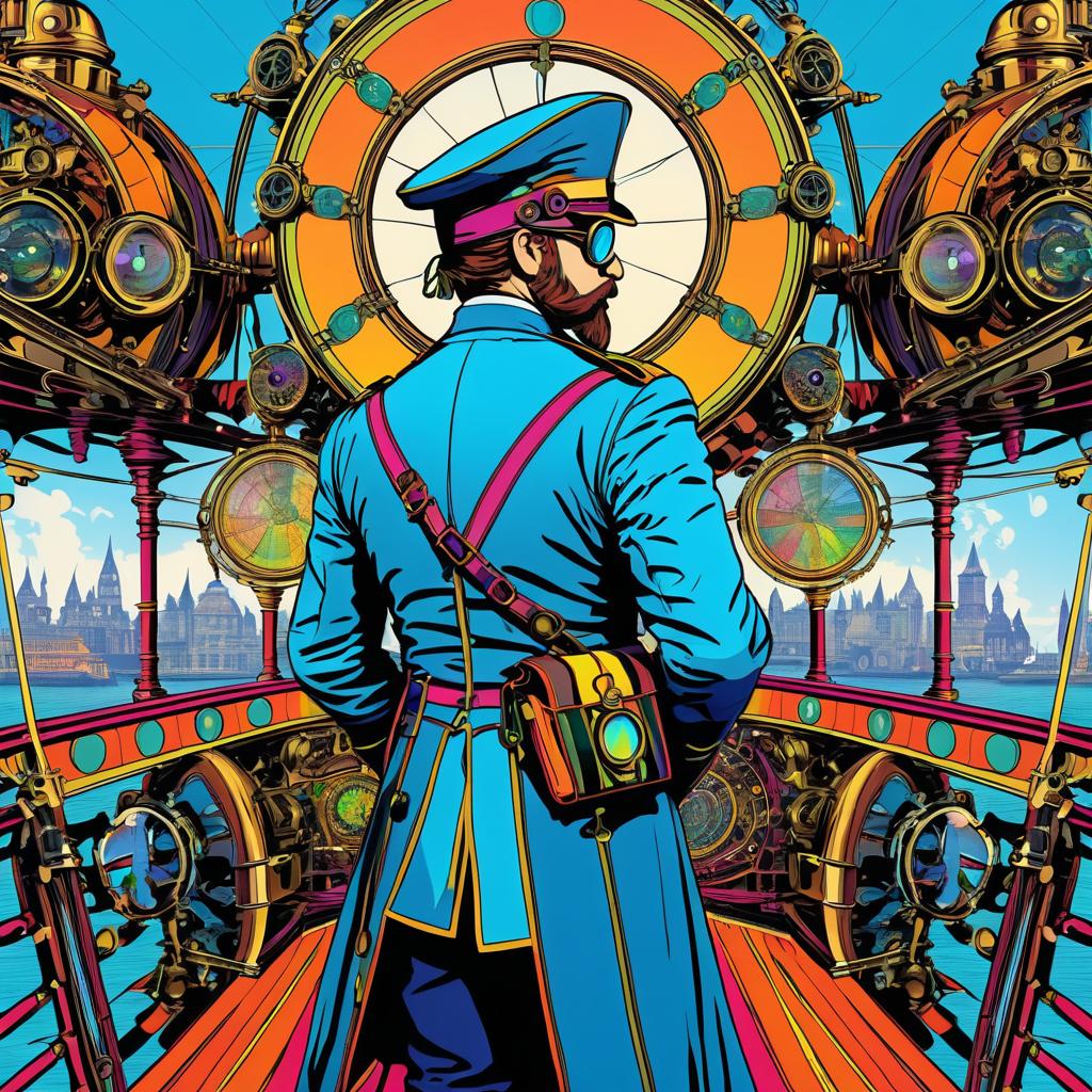 Steampunk Airship Captain in Victorian London