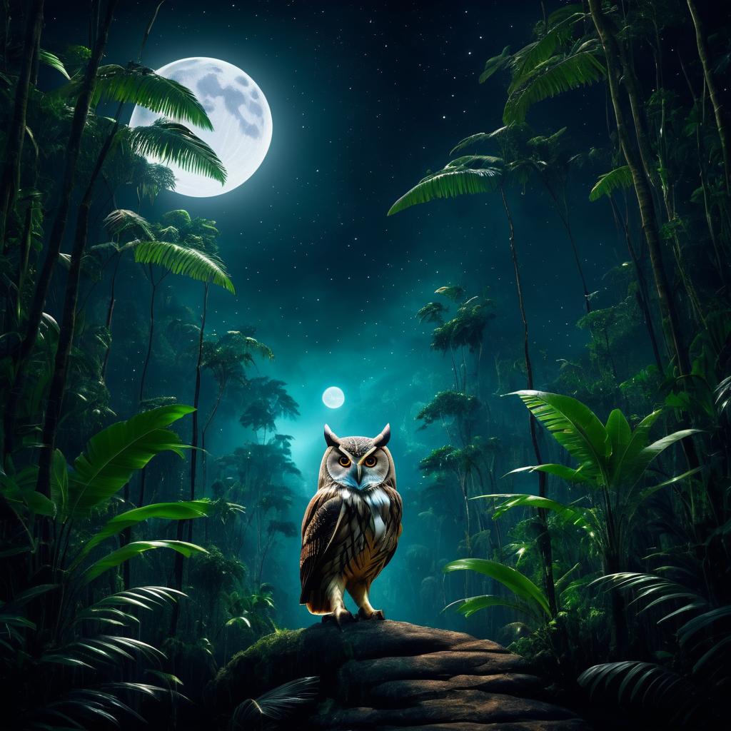 Mystical Owl Journey in Jungle Night