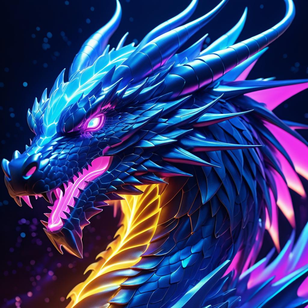 Hyper-Detailed Holographic Dragon Artwork