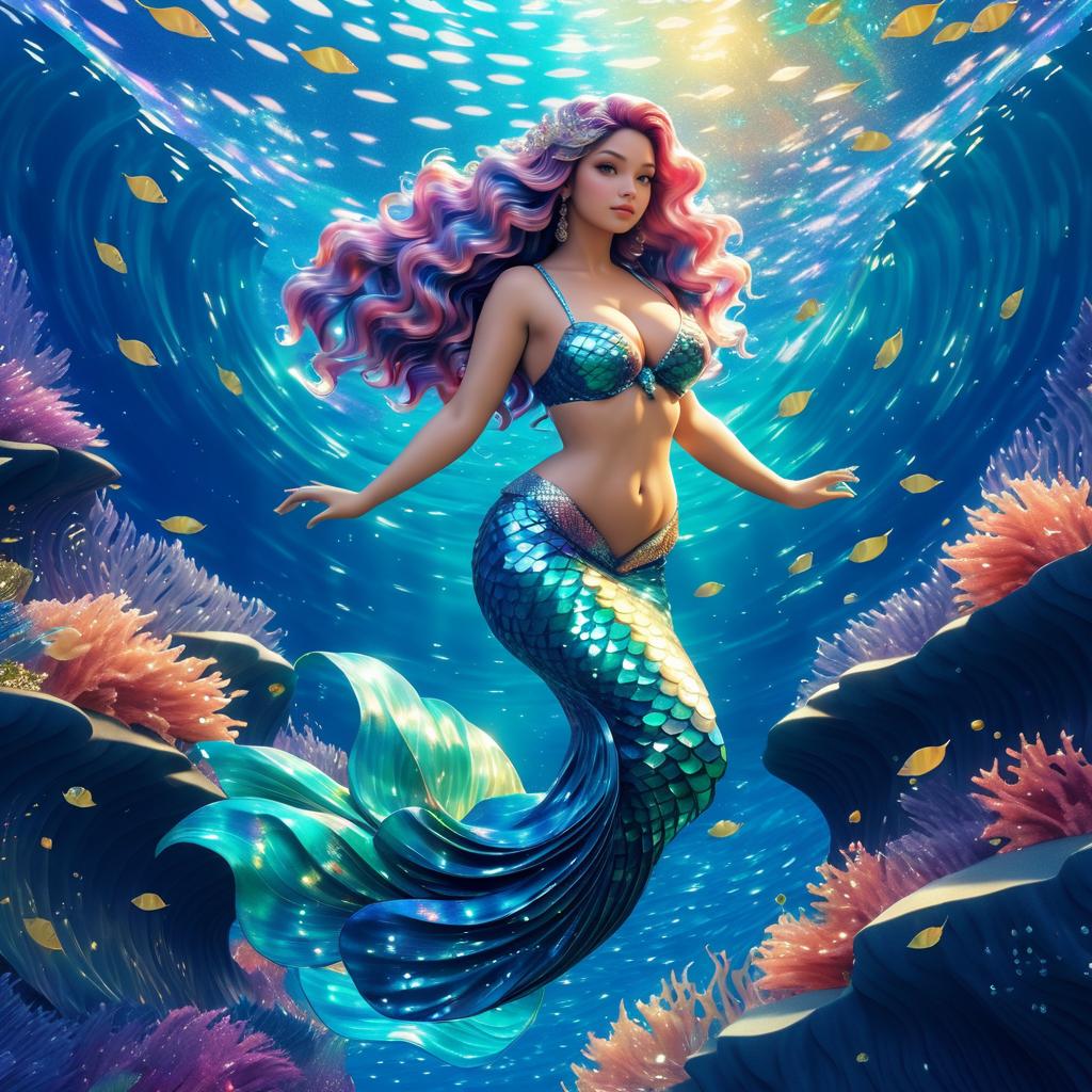 Enchanting Mermaid in Vibrant Underwater Scene