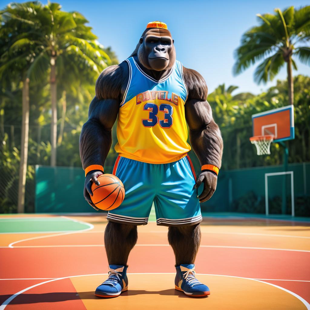 Basketball Gorilla in Bright Daylight