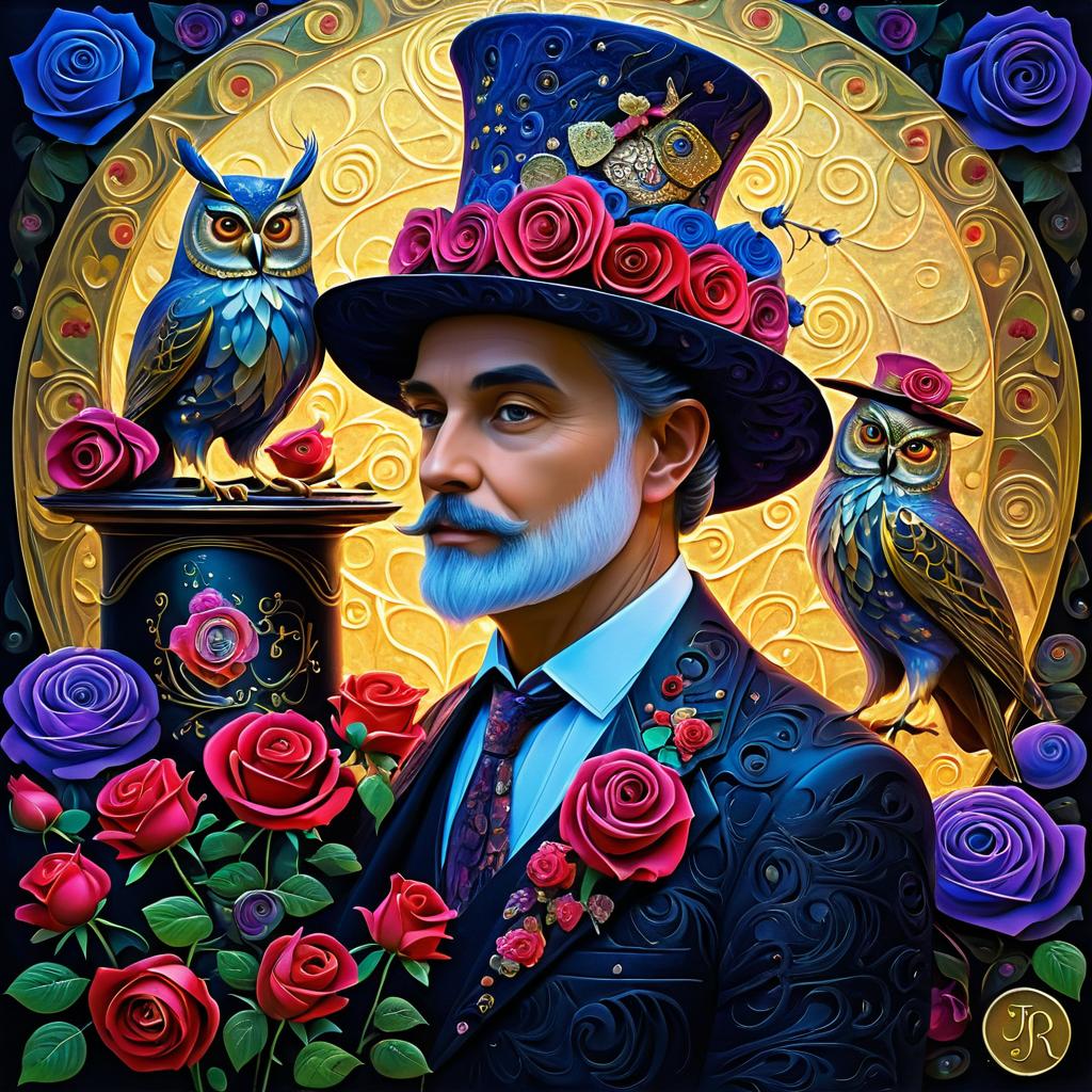 Surreal Album Art with Man and Owl