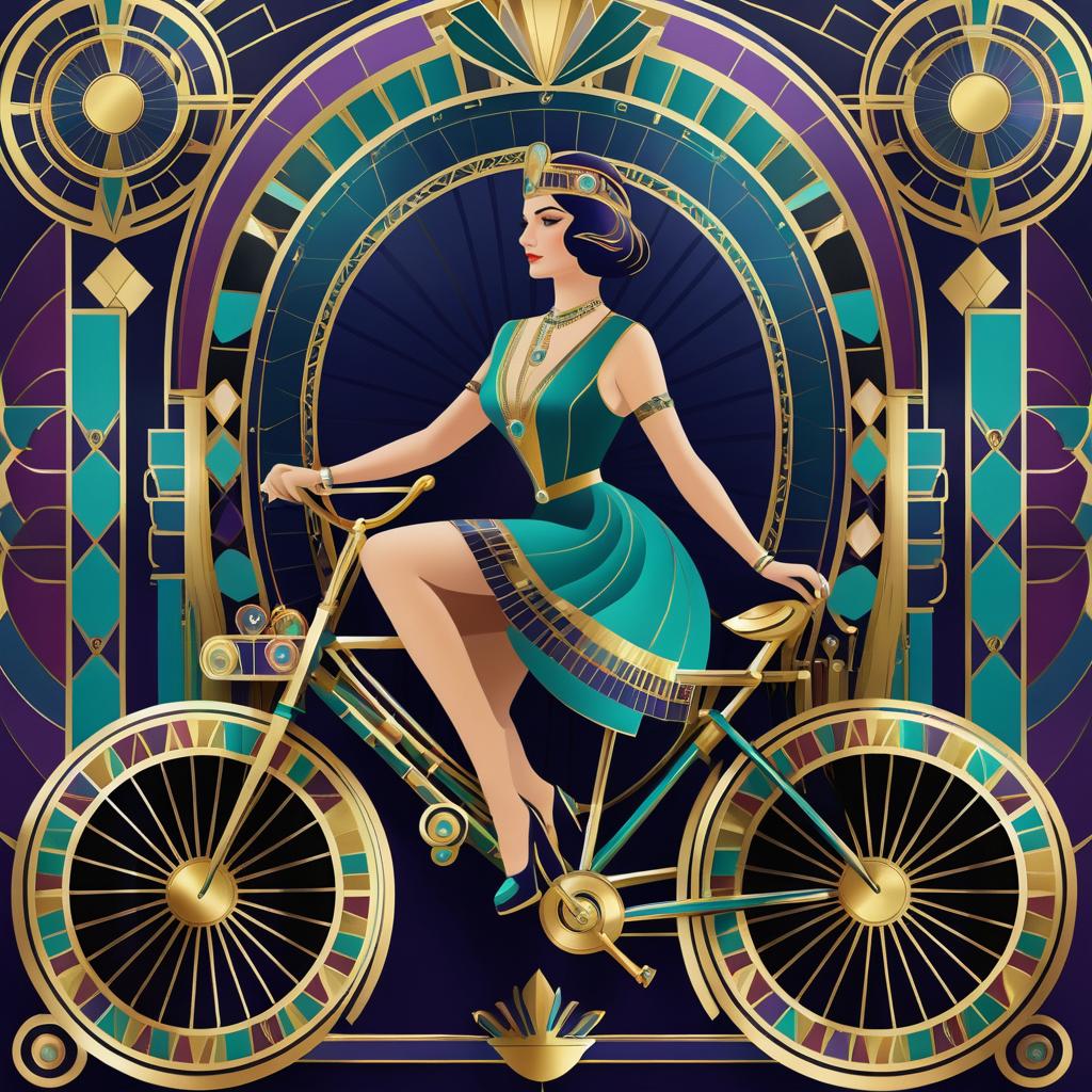 Art Deco Cleopatra on a Bicycle