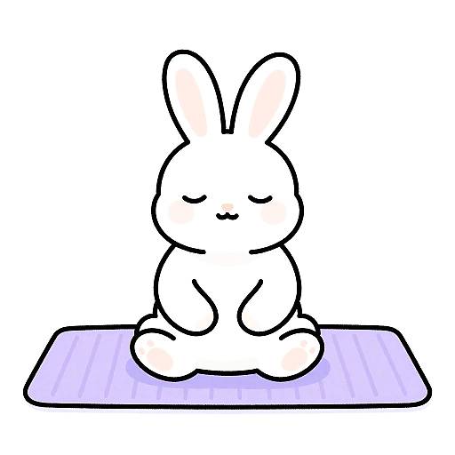 Gentle White Rabbit Meditating Illustration