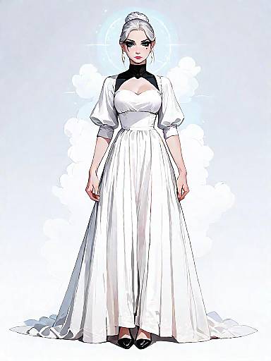 Elegant Woman in White Textured Dress