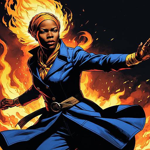 Heroic Harriet Tubman in Fiery Manga Style