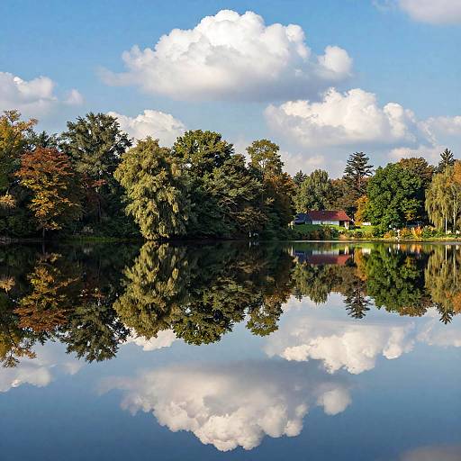 Serene Lake with Mirror Reflection