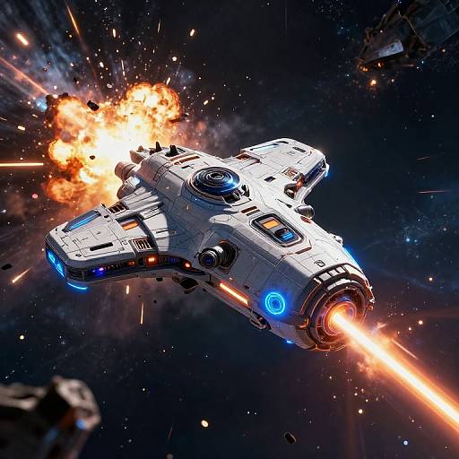 Futuristic Spaceship Laser Battle