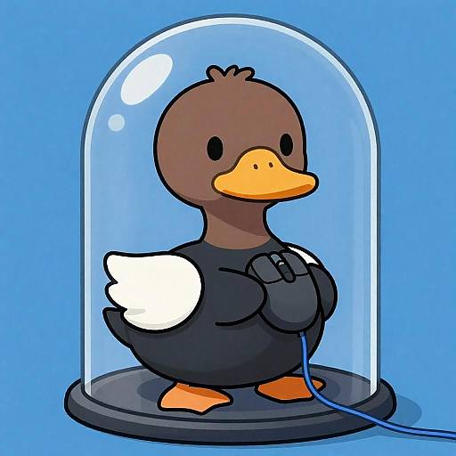 Cartoon Duck in Transparent Dome