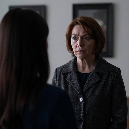 Tense Confrontation in Dim White Room