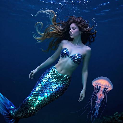 Enigmatic Mermaid Underwater Portrait