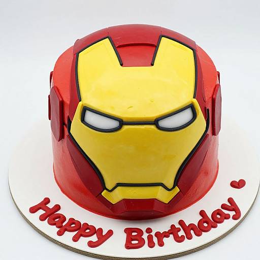 Cartoon-Style Iron Man Birthday Cake