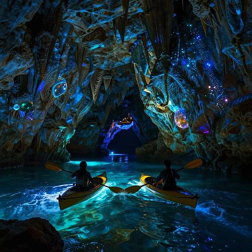 Bioluminescent Cave Canoe at Twilight
