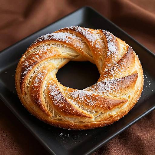 Golden-Brown Kringla on Black Plate