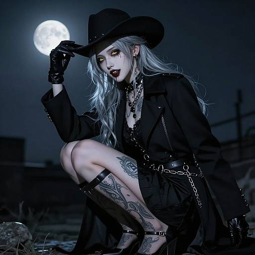 Cyberpunk Vampire Girl in Noir Night