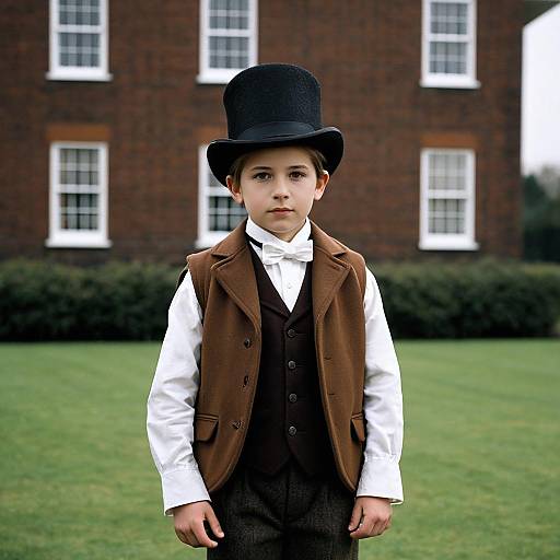 Boy in Dickensian Outfit with Top Hat