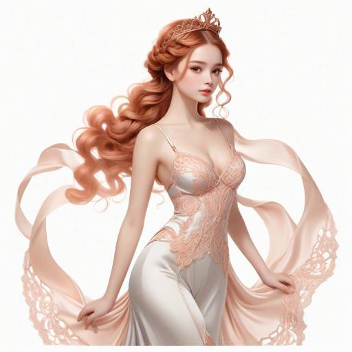 Elegant Copper-Haired Dreamer in Lingerie