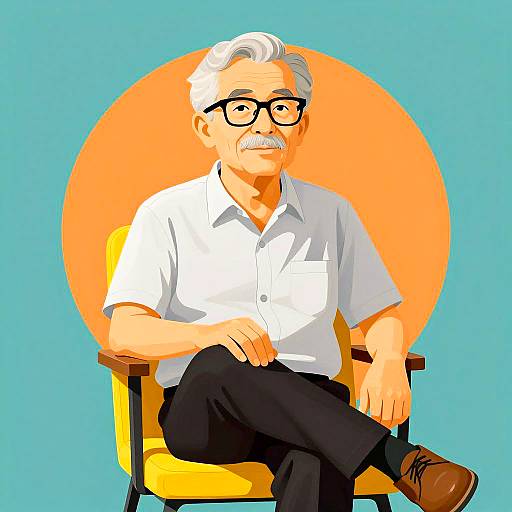 Elderly Man Sitting in Yellow Chair