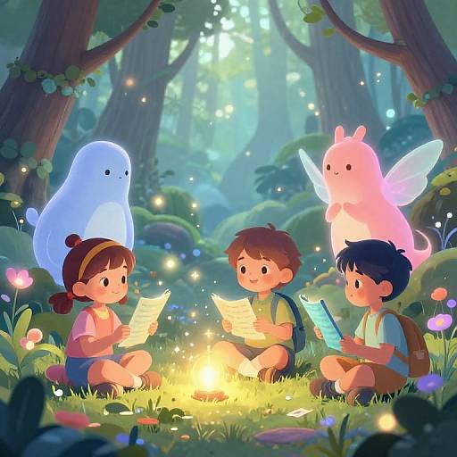 Kids in AI-Enchanted Forest