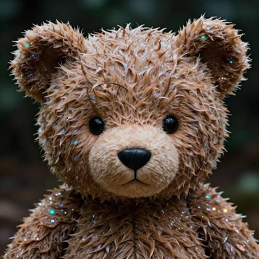 Photorealistic Wet Teddy Bear Close-Up