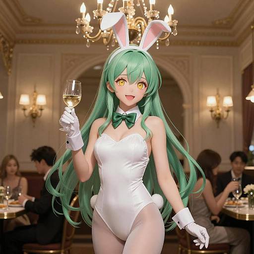 Elegant Anime Girl in Bunny Suit
