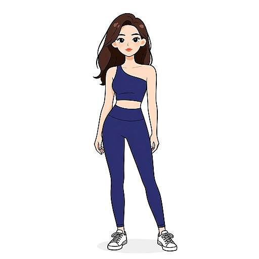 Sporty Woman in Navy Blue Athleisure Set