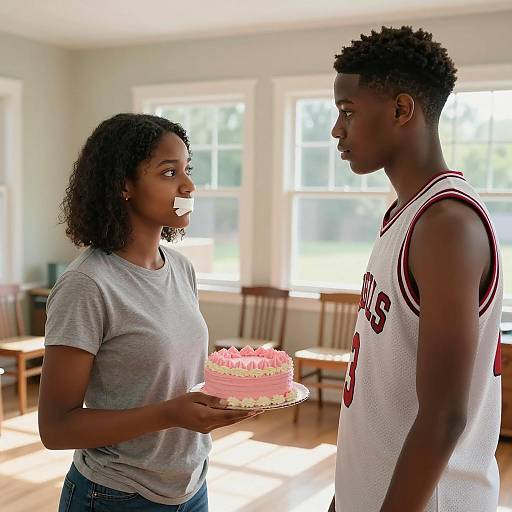 Sunlit Room with African-American Teens