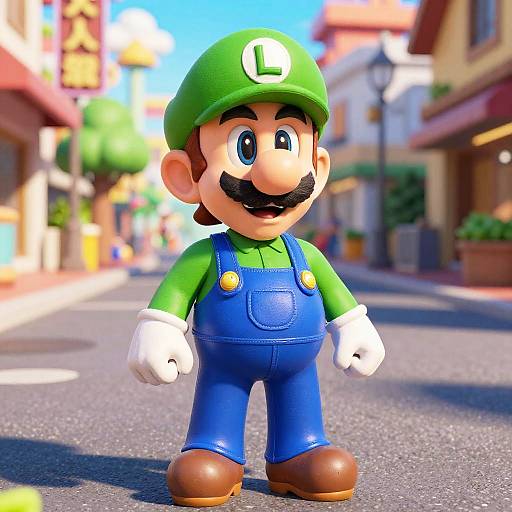 Realistic Luigi on Urban Street