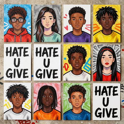 Digital illustration: 8 diverse children portraits with 